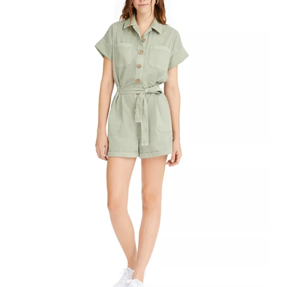 NWT | OAT New York Tie-Front Colored Denim Romper | Sz XL